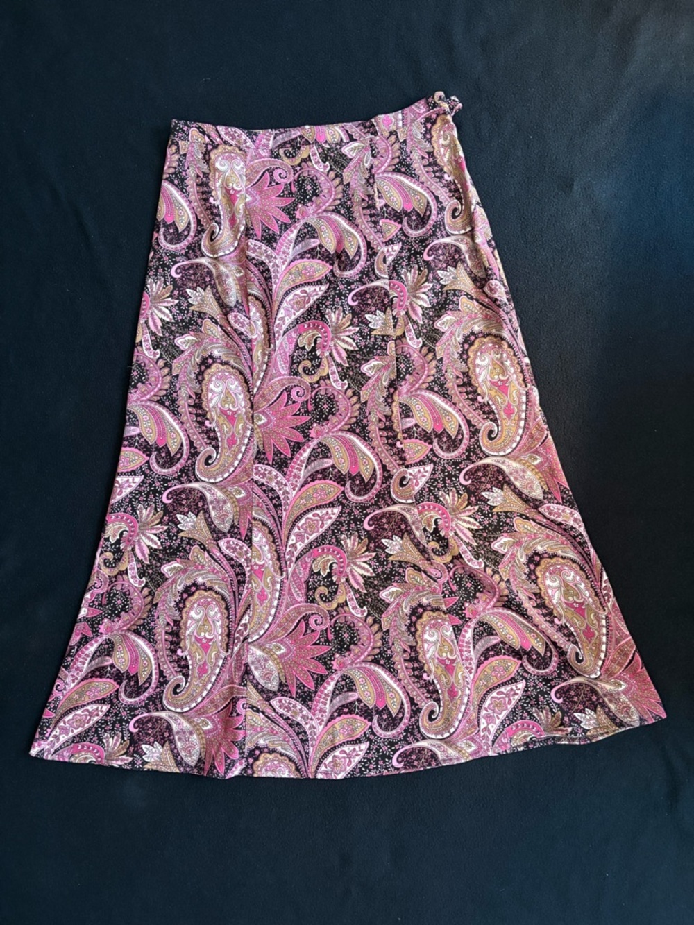 Elementz Pink and Black Paisley A-Line Skirt